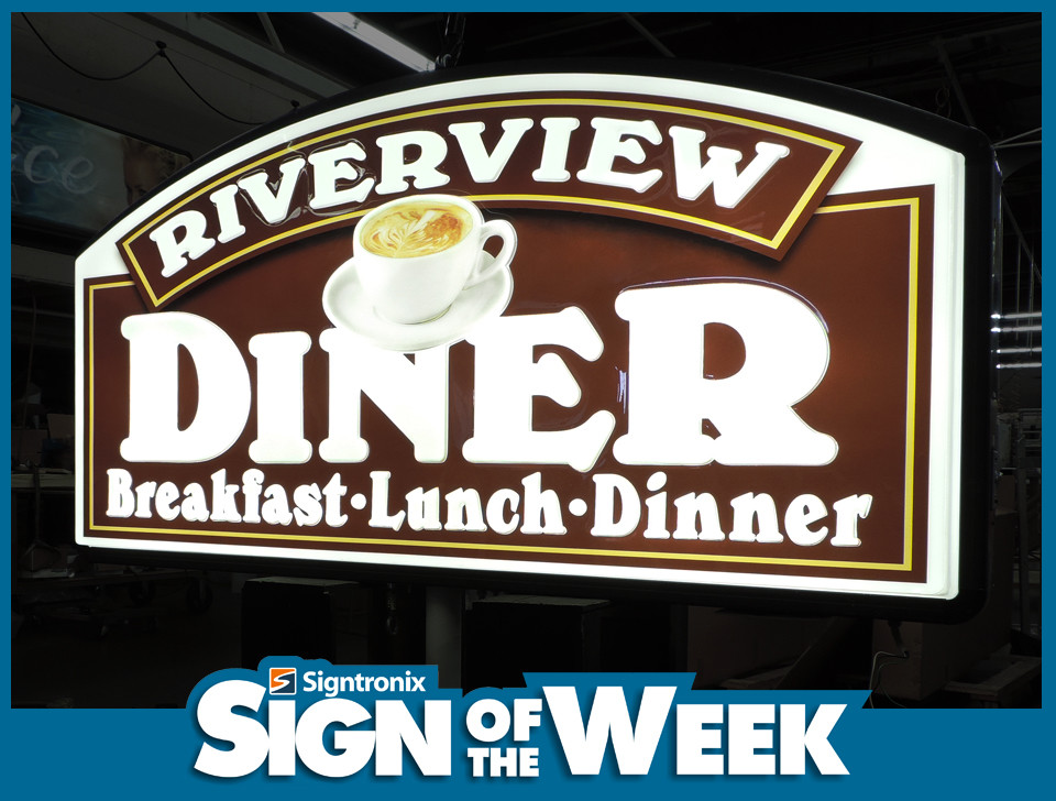 Sign of the Week - Lighted Sign for Riverview Diner Breakfast Lunch Dinner