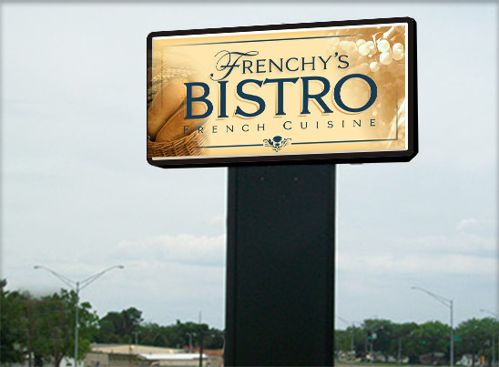 Signtronix Created Bistro Sign With Black Pole Cover