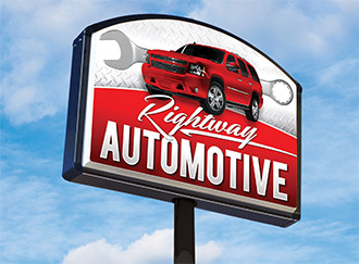 Automotive Business Sign With Sky