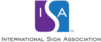 international sign association logo purple blue