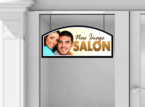 New Image Salon Sign With Happy Smiling Couple - crystalite