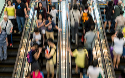 Crowd Of People On Escalators - S4-5