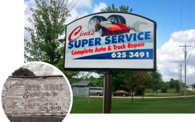 Cina's Super Service Complete Auto Repair Sign Before and After