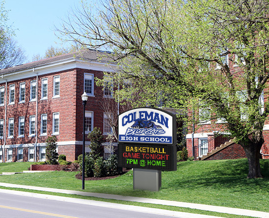 Coleman High School Lighted Sign and LED Sign Combination