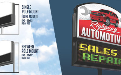 News Blast - Rightway Automotive Lighted Sign - Single Pole Mount and Between Pole Mount