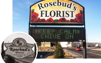 Rosebud's Florist Sign Before and After