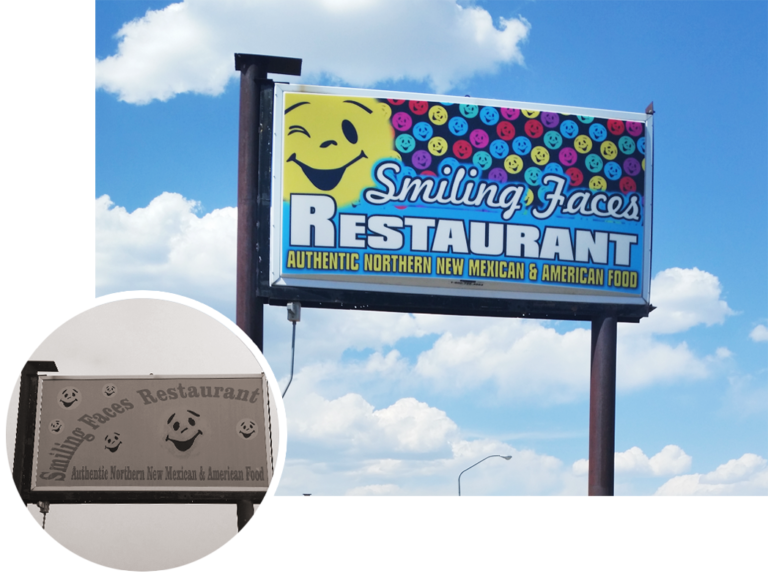 » Smiling Faces Restaurant Sign Before and After