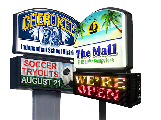 Two Combination Lighted and LED Signs for a Liquor Store