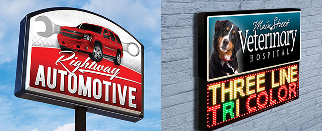 Types of Business Signs like Lighted and LED for Automotive Shops