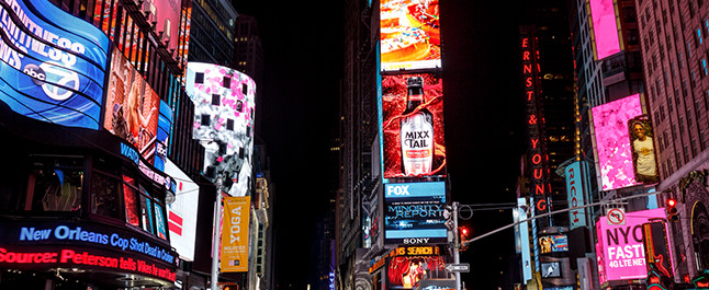 Lighted Signs Are Prevalent In Popular Culture Locations Like Times Square in New York City