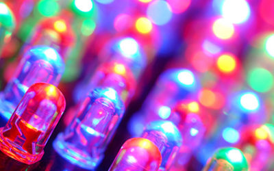 CLose up of the individual bulbs in an LED Sign